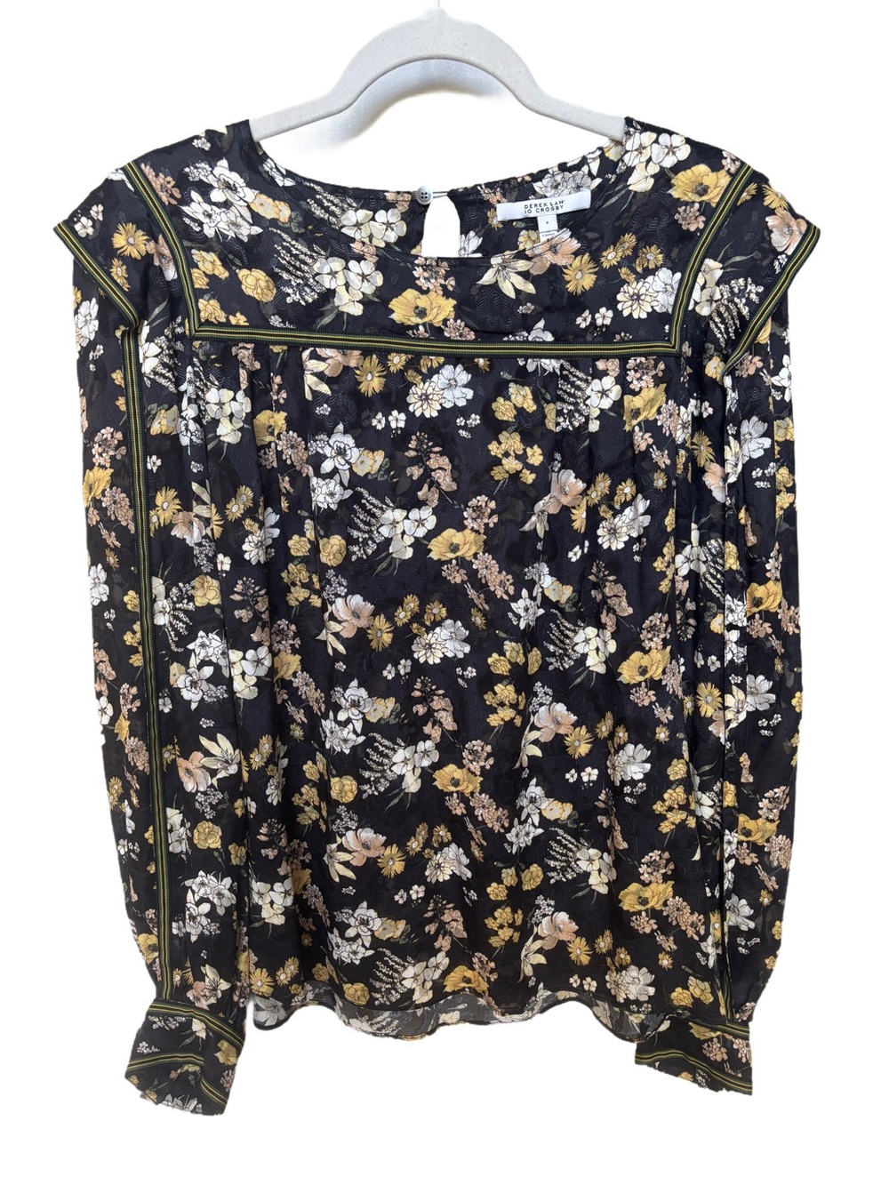 Derek Lam 10 Crosby Floral Print Long Sleeve Blouse Sz 8 Silk Viscose
